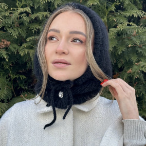 (kopia) Balaclava czapka kaptur z ozdobnym guzikiem