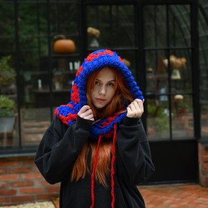 Balaclava  ręcznie szydełkowana, kapturek kominiarka handmade