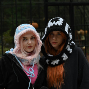 Balaclava z moheru, ręcznię szydełkowany kapturek handmade