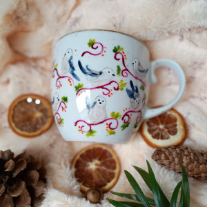 Barwny ręcznie malowany kubek ptasi raj raniuszki 480ml.00