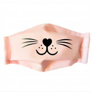 Bawełniana maseczka na twarz kocieca z kotem róż
