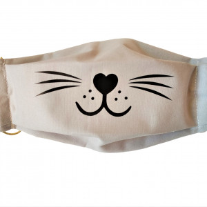 Bawełniana maseczka z kotem szara uniseks