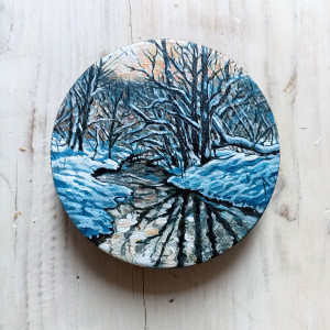 Będkówka zimą - pejzaż akrylowy