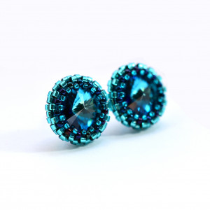 Bermuda blue I, kolczyki z kryształami Swarovskiego, beading
