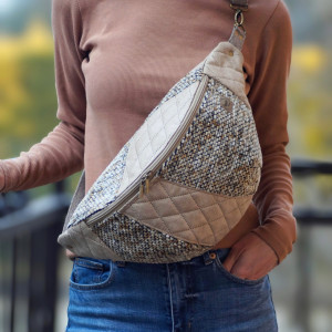 beżowa patchworkowa damska nerka XXL