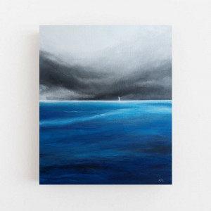 Biała łódź-obraz akrylowy 50/60 cm