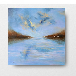 Białe łodzie  - obraz akrylowy  60/60 cm.