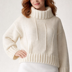 Biały golf wykonany z wełny i kaszmiru