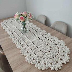 Bieżnik owalny szydełkowy ze sznurka 50cmx150cm