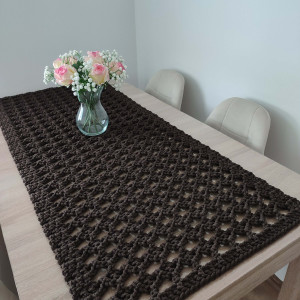 Bieżnik prostokątny szydełkowy ze sznurka 58cmx138cm