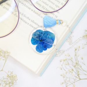 Biżuteryjna zakładka do książki-błękitna hortensja