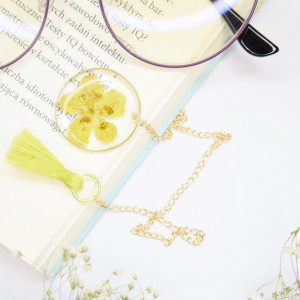 Biżuteryjna zakładka do książki  - limonkowy kwiat