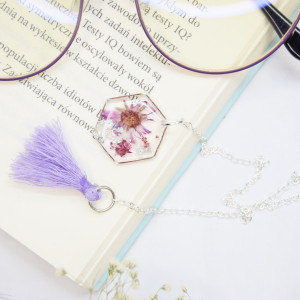 Biżuteryjna zakładka do książki  - susz fiolet