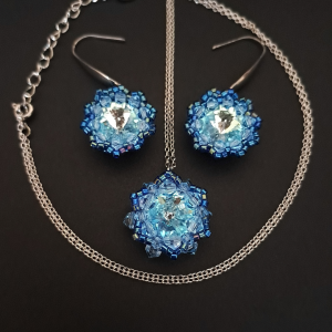 Błękitny Komplet Biżuterii "Aqua Bohemica" - Kolczyki i Naszyjnik