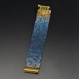 Blue Ombre, wyplatana bransoleta, beading
