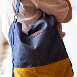 Boho bag z granatowego jeansu