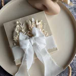 Boho Prezent na ślub  z szyfonową wstążką szkatułka
