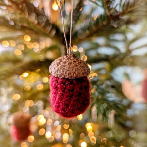 bordowe bombki żołędzie, bordowe ozdoby choinkowe