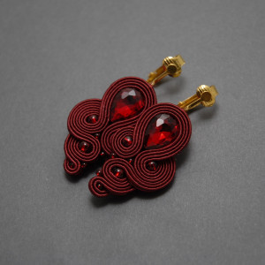 bordowe kolczyki /klipsy sutasz