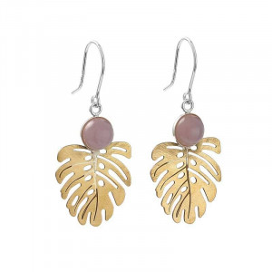 Botaniczne kolczyki z różowymi agatami c1030