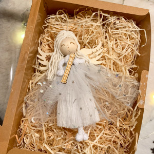 Box świąteczny aniołek prezent choinka makrama w3