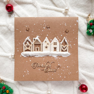 Boże Narodzenie kartka z domkami