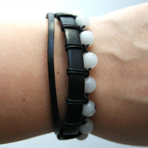 Bransoleta AGAT i rzemień, dł. 21 cm