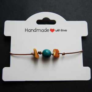 Bransoleta CHRYZOKOLA, BURSZTYN i rzemień, rozmiar regulowany.