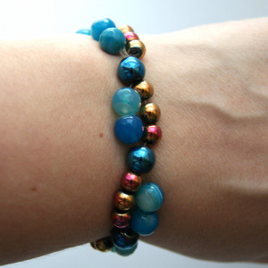 Bransoleta kamień HEMATYT, AGAT, JADEIT na gumce