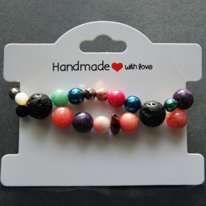 Bransoleta kamień HEMATYT, MASA PERŁOWA, LAWA, KAMIEŃ na gumce