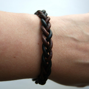 Bransoleta rzemień ciemnobrązowe warkocz, dł. 21 cm