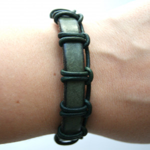 bransoleta rzemień  niebieski zgaszony dł. 21,5 cm