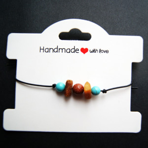 Bransoleta TURKUS, BURSZTYN, PIASEK PUSTYNI i rzemień