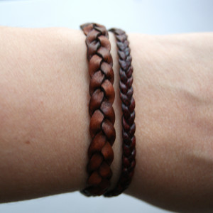 Bransoleta ze skóry naturalnej - rzemień pleciony, dł. 19 cm