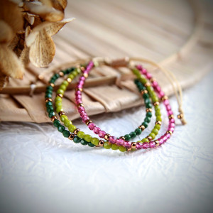 Bransoletka 3 w 1 - oliwka, fuksja, zieleń