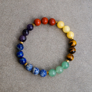 Bransoletka 7 czakr z kamieni naturalnych 8 mm – ręcznie robiona