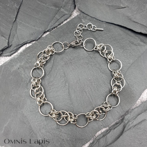 Bransoletka chainmaille - ażurowe koła