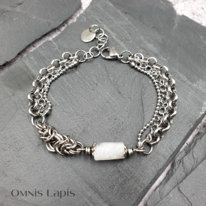 Bransoletka chainmaille - biały cytryn