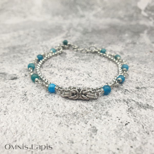 Bransoletka chainmaille - błękitny apatyt