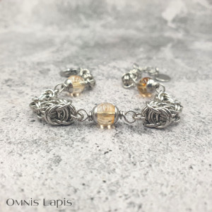 Bransoletka chainmaille - cytryn