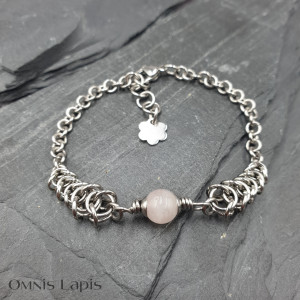Bransoletka chainmaille łańcuszek - lawendowy kwarc