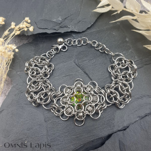 Bransoletka chainmaille - mistyczny kryształ Swarovskiego
