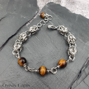 Bransoletka chainmaille - tygrysie oko