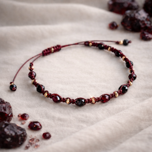 Bransoletka "Cherry Wine" z granatem i onyksem