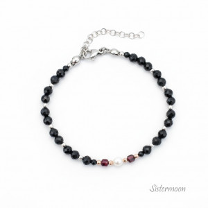 Bransoletka Czarny Turmalin i Perła