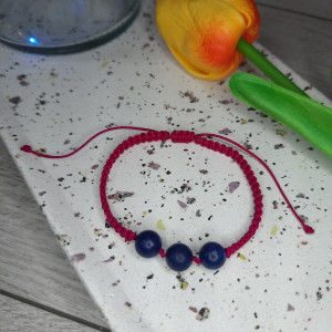 Bransoletka damska Kamień naturalny Lapis Lazuli Regulowana Handmade