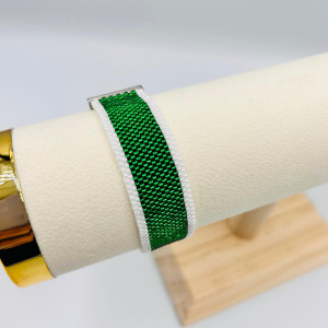 BRANSOLETKA HANDMADE BIAŁOZIELONA
