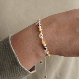 Bransoletka HONEY kryształ górski, miodowy turmalin, jaspis