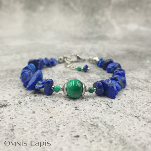 Bransoletka kobaltowa - lapis-lazuli, malachit