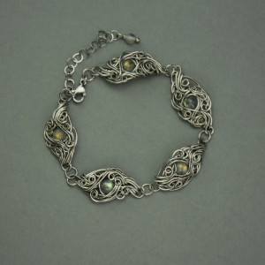 Bransoletka kolorowe labradoryty wire wrapping 3